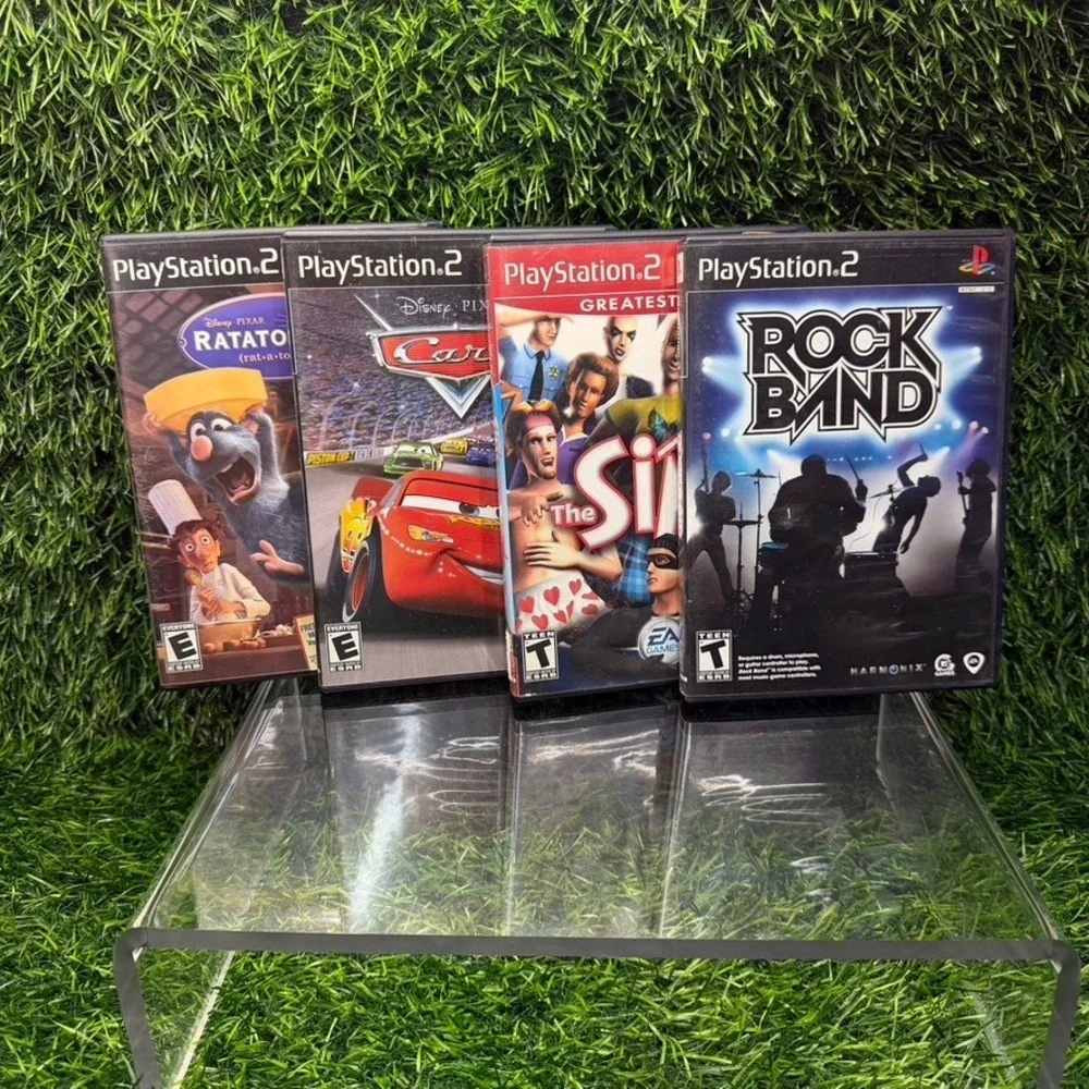 Sony PlayStation 2 Games Bundle PS2 Rock Band The Sims Cars Ratatouille Lot 4 PC